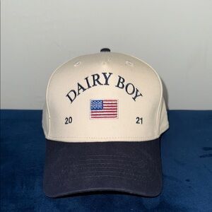 Dairy Boy Embroidered Cream and Black Cap